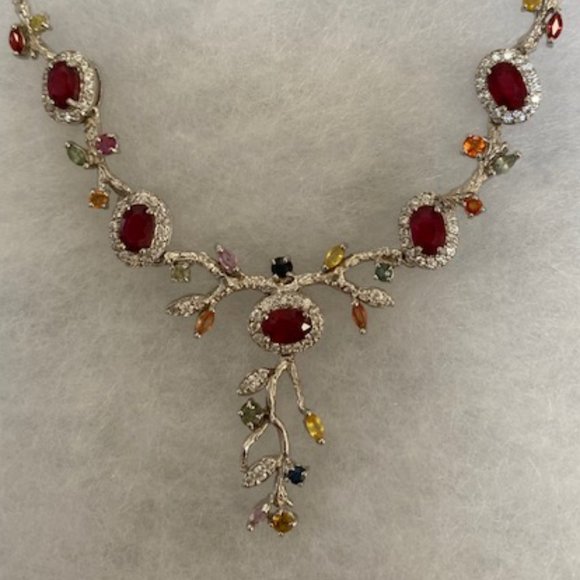 🌸🌟2 X HOST PICK 🌸🌟 NWT GENUINE Tourmaline 14K Gold & Silver Necklace 21 $795 - Picture 1 of 9